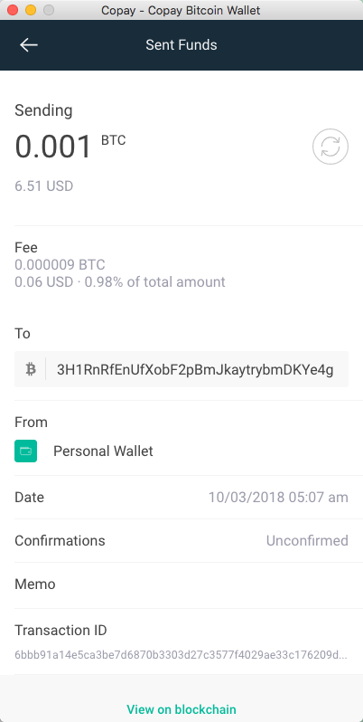 Bumping RBF Enabled Transaction - Transaction details of sent transaction. No bumping available. NOTE Transactions not sent with RBF enabled.
