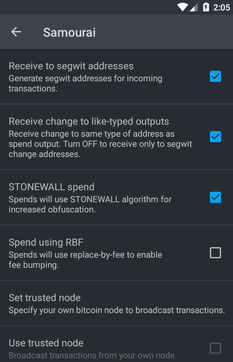 Sending RBF Transaction - Settings for sending RBF enabled transactions. RBF disabled by default.
